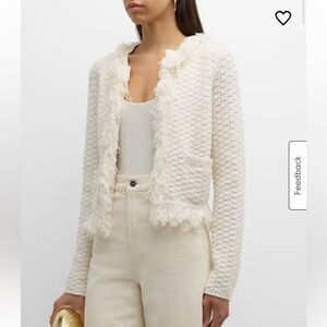NWT A.L.C. April Fringe Open-Front Cardigan Cream Small